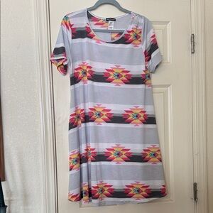 HEIMISH USA Aztec Print Mini Dress in Pink and Gray